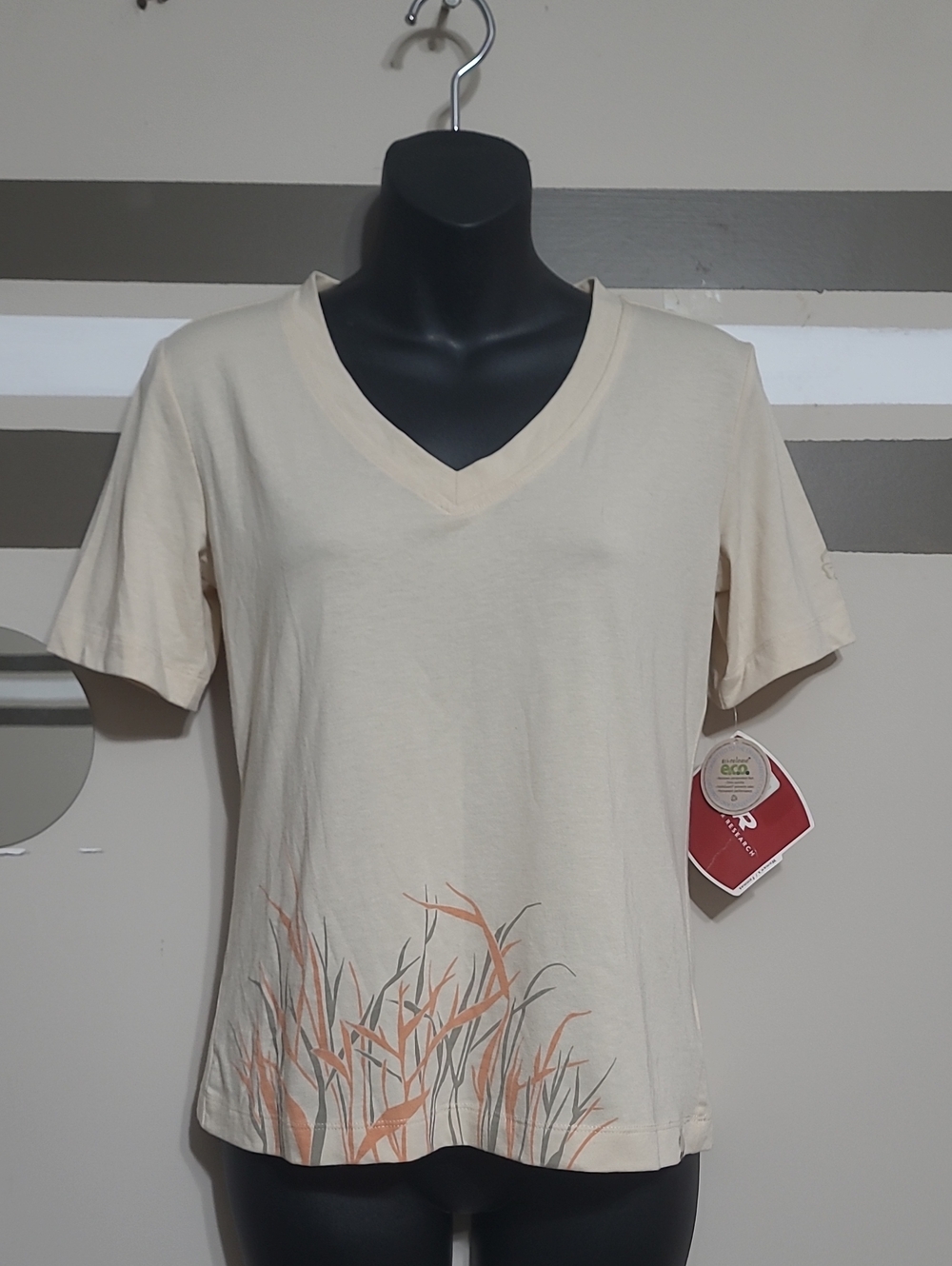 NWT Outdoor Research Cream V-Neck Graphic Tee Sz Small